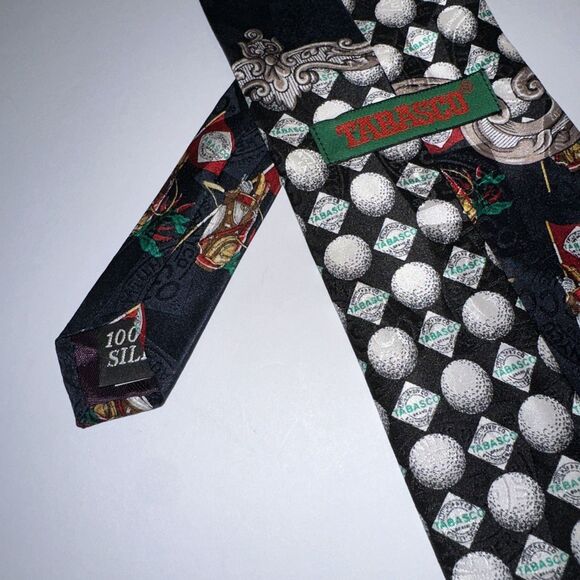 Golfing Christmas Tie (57”x4”) Tabasco Brand. 100% Silk. Made In USA. - Picture 2 of 10